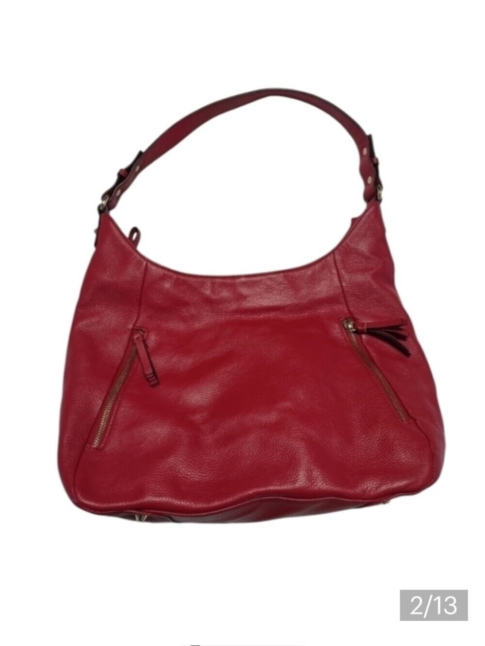 Ora Delphine Women's Red Pebbled Genuine Leather Shoulder Handbag Purse
